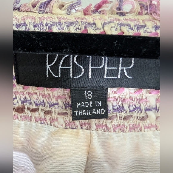 Kasper Tweed Jacket Plus Size 18 Boucle Fringe Career Classic Office Corpcore - Picture 6 of 9